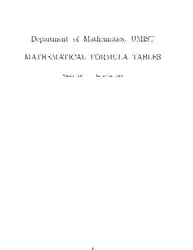 Mathematical Formula Tables