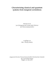 دانلود کتاب Characterizing classical and quantum systems from marginal correlations[PhD Thesis]
