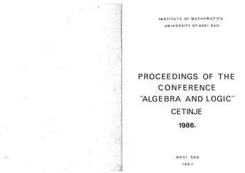 دانلود کتاب Proceedings of the Conference "Algebra and Logic". Cetinje 1986