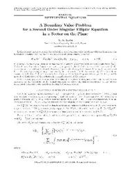 دانلود کتاب A Boundary Value Problem for a Second-Order Singular Elliptic Equation in a Sector on the Plane