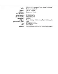 Historical Dictionary of... image