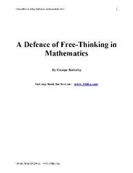 دانلود کتاب A Defence of Free-Thinking in Mathematics